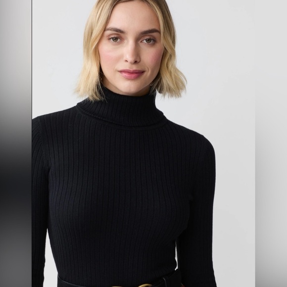 J Mclaughlin Sweaters - J. McLaughlin Arlette Ribbed Turtleneck Sweater Black Women’s Large Buttons XS